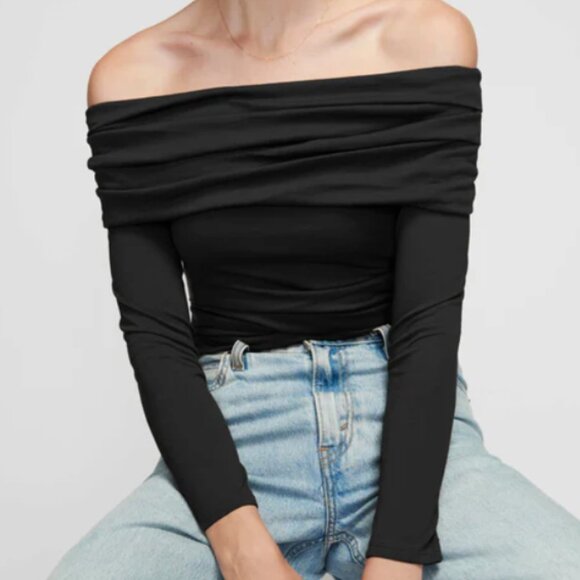 NATION LOS ANGELES Abana Off Shoulder TOP Black SIZE S - Picture 1 of 2